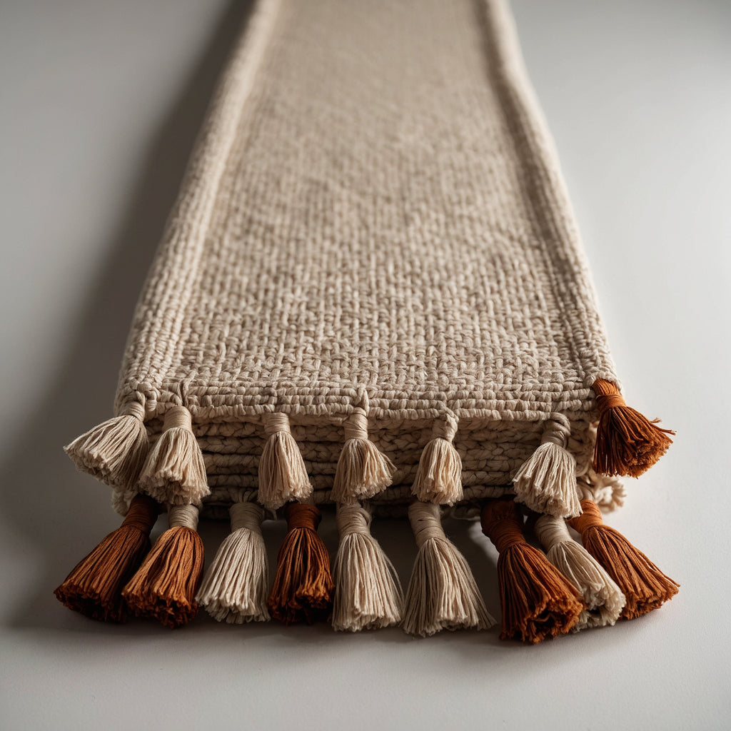 Camino de Mesa con Pompón Cuero Tipo Lino 180x35cm