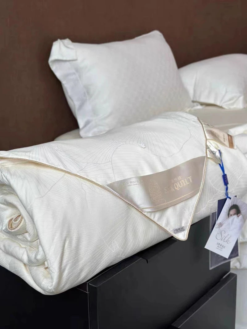 Edredón Seda Natural Queen Jacquard Lyocell Verano Blanco
