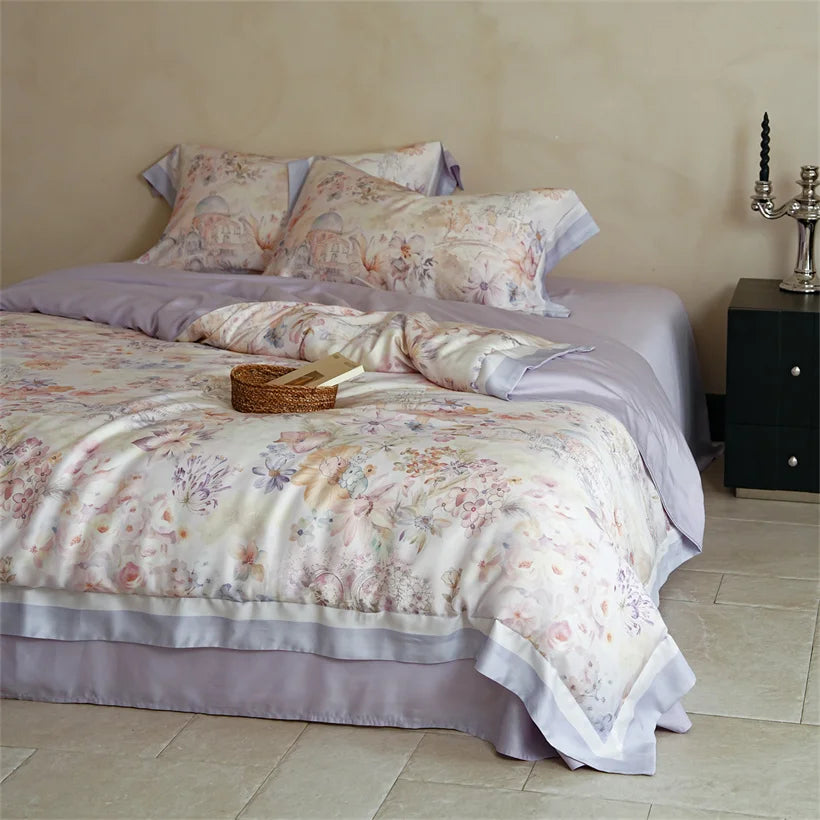 Juego de Ropa de Cama Seda de Morera 100% 22 Momme Floral