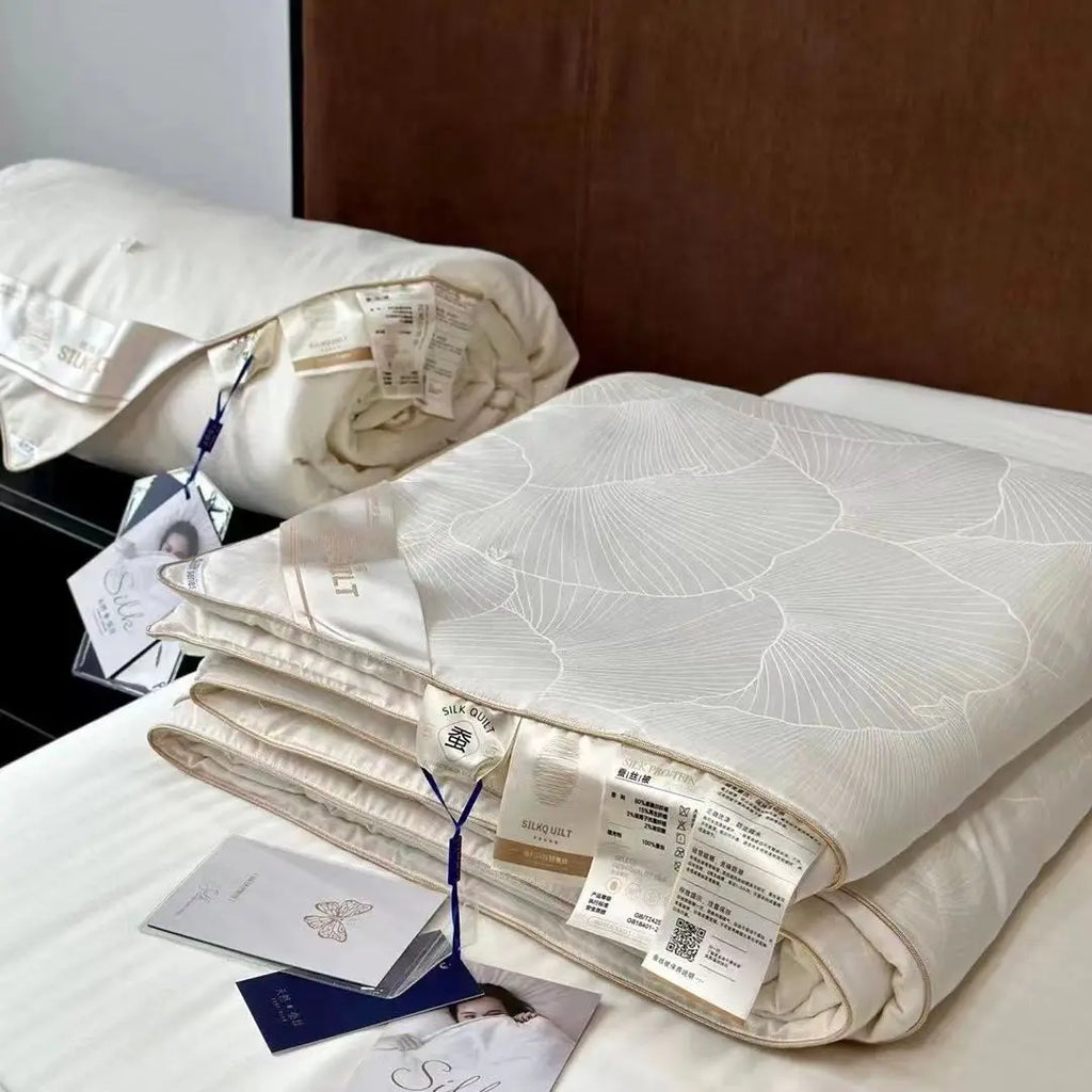 Edredón Seda Natural Queen Jacquard Lyocell Verano Blanco
