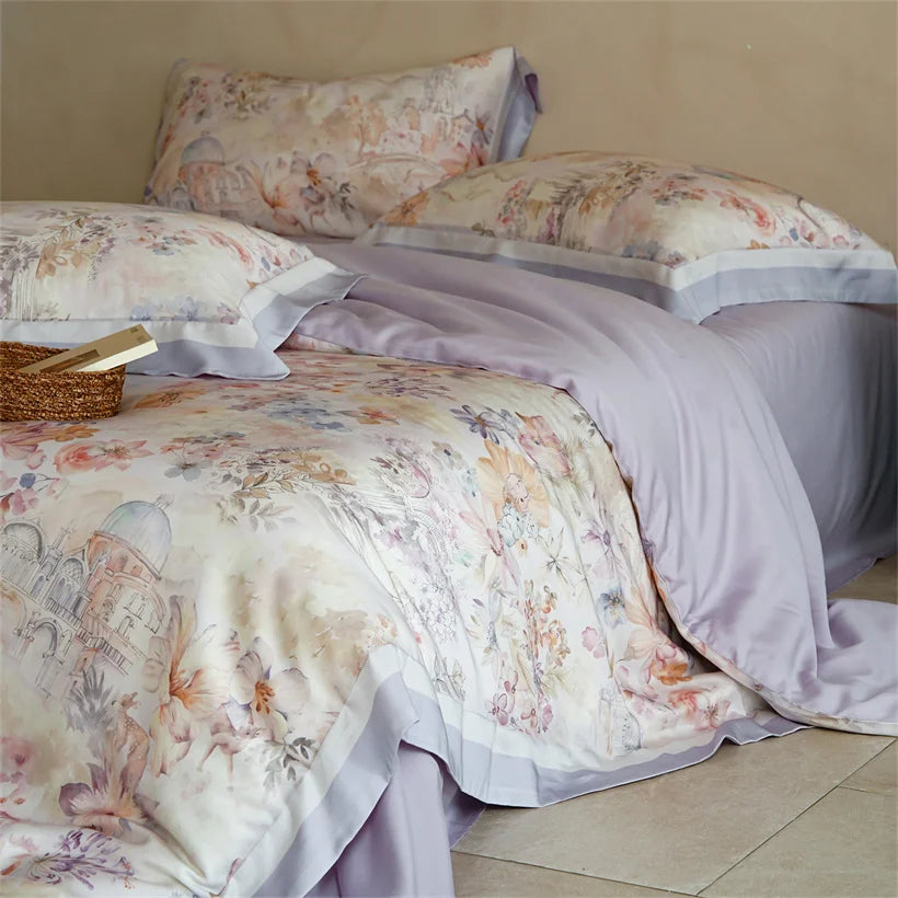 Juego de Ropa de Cama Seda de Morera 100% 22 Momme Floral