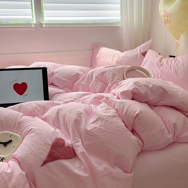 Juego de Cama Estilo Coreano Minimalista Suave y Elegante