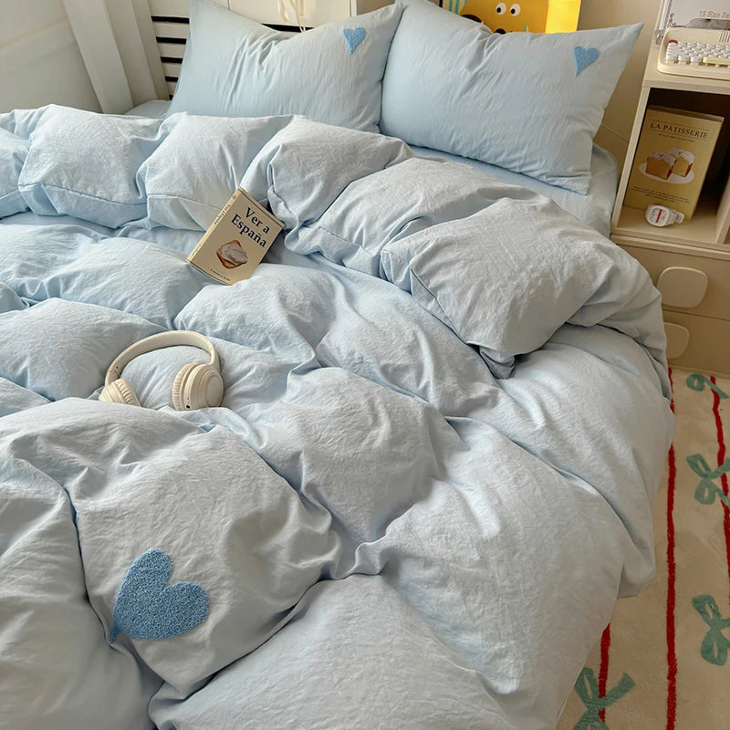 Juego de Cama Estilo Coreano Minimalista Suave y Elegante
