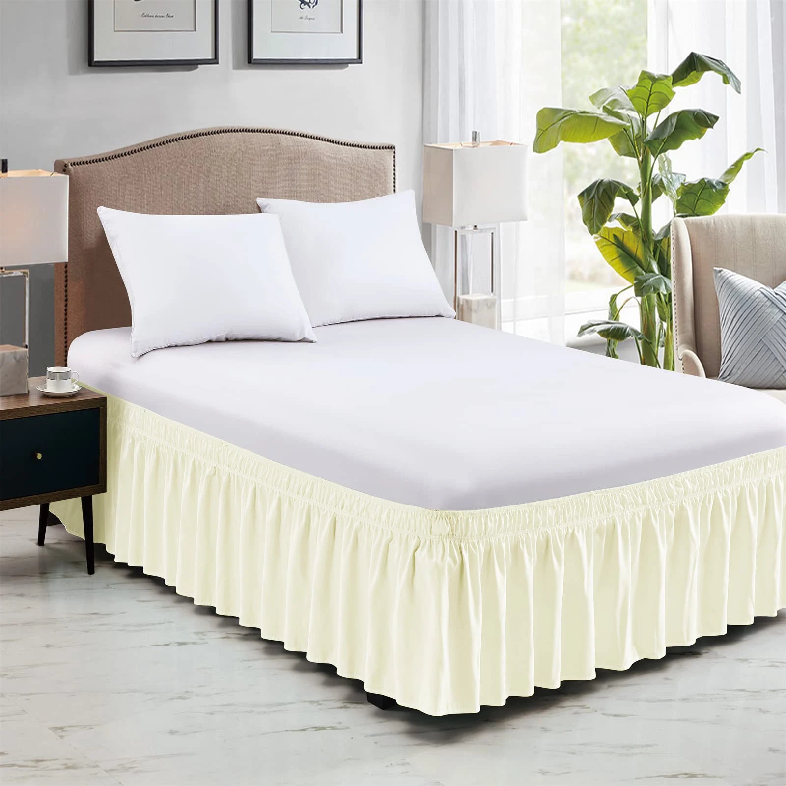 Falda de Cama Elástica con Volantes King Queen Twin