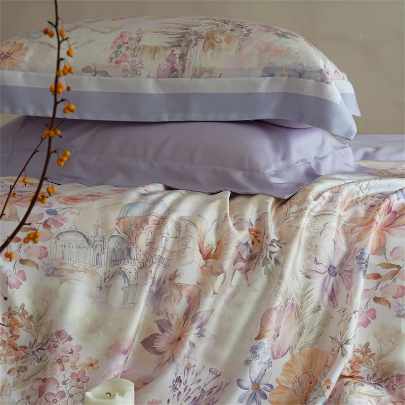 Juego de Ropa de Cama Seda de Morera 100% 22 Momme Floral