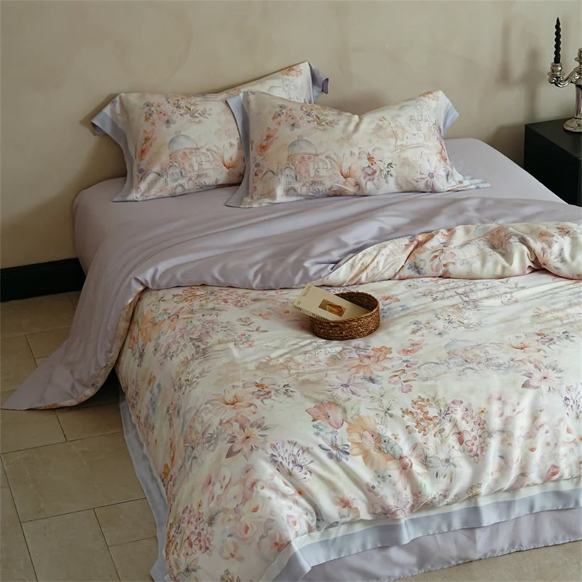 Juego de Ropa de Cama Seda de Morera 100% 22 Momme Floral