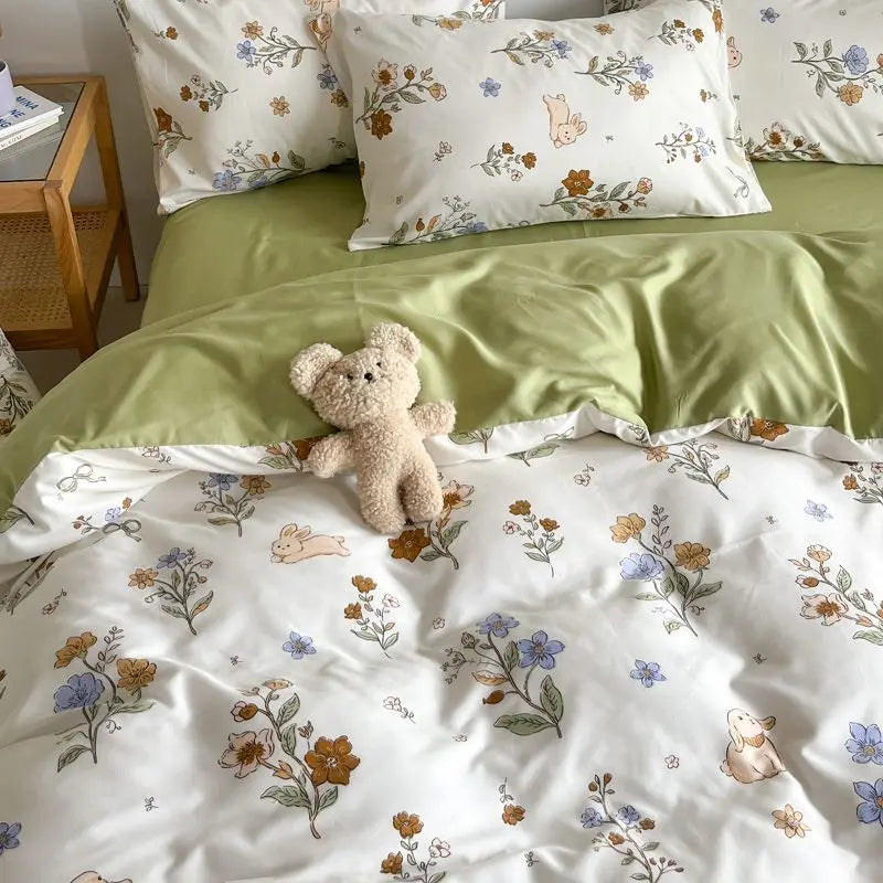 Juego de Cama Floral Rosa Microfibra 1,5 y 2 Plazas