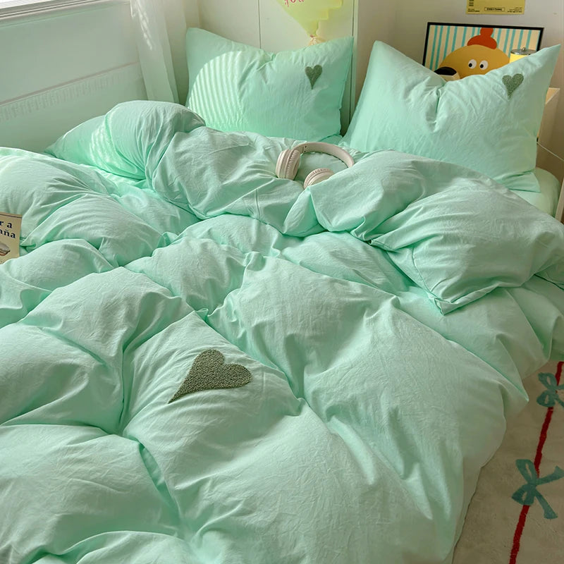 Juego de Cama Estilo Coreano Minimalista Suave y Elegante