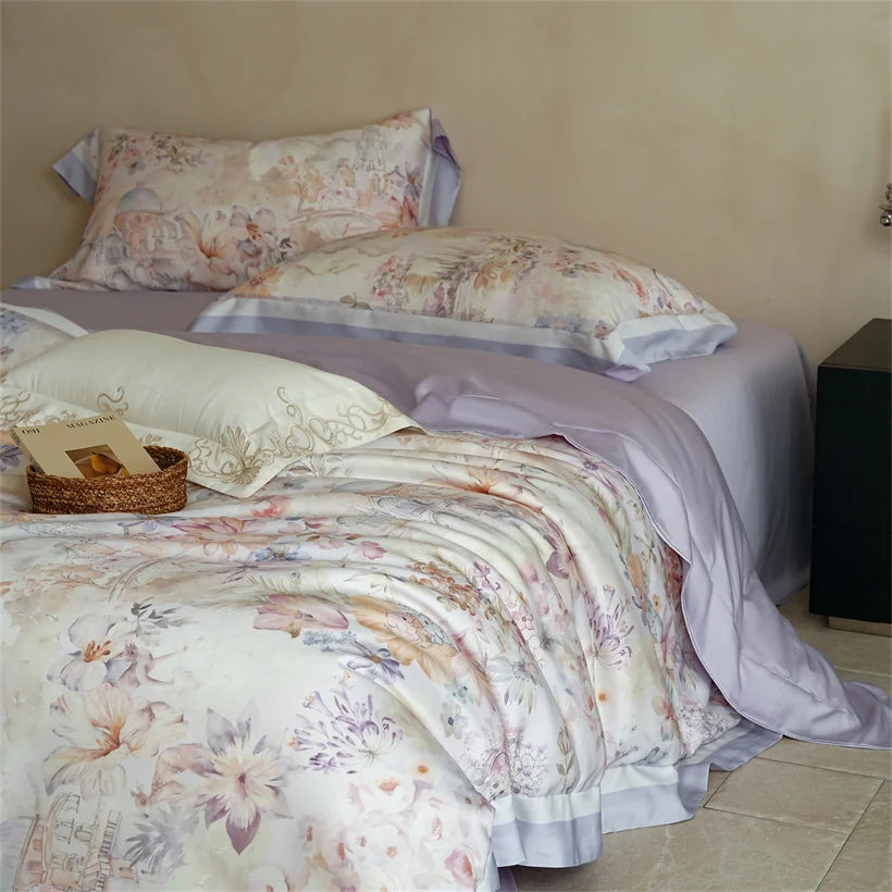 Juego de Ropa de Cama Seda de Morera 100% 22 Momme Floral