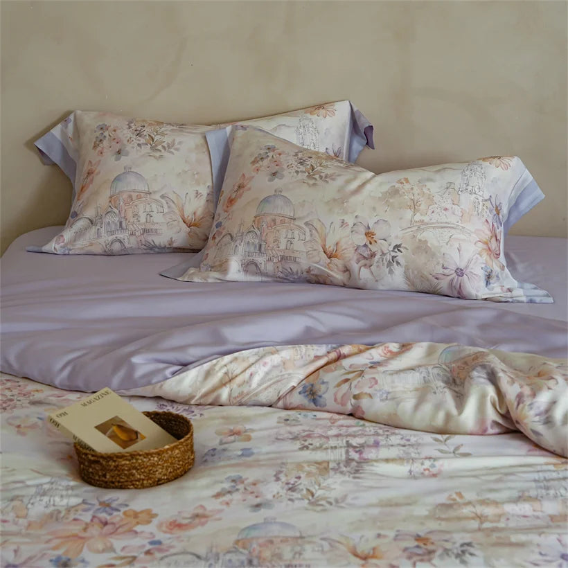 Juego de Ropa de Cama Seda de Morera 100% 22 Momme Floral