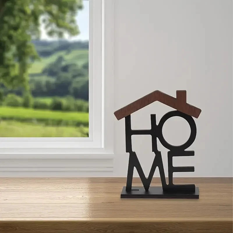 Adorno de Madera Decorativo Serie HOME para Escritorio