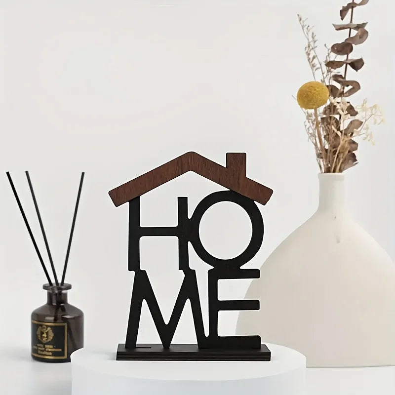 Adorno de Madera Decorativo Serie HOME para Escritorio
