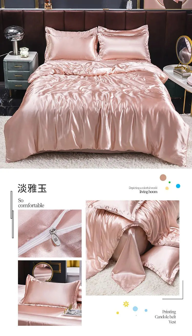 Juego de Sábanas de Seda Pura 4 Piezas King/Queen