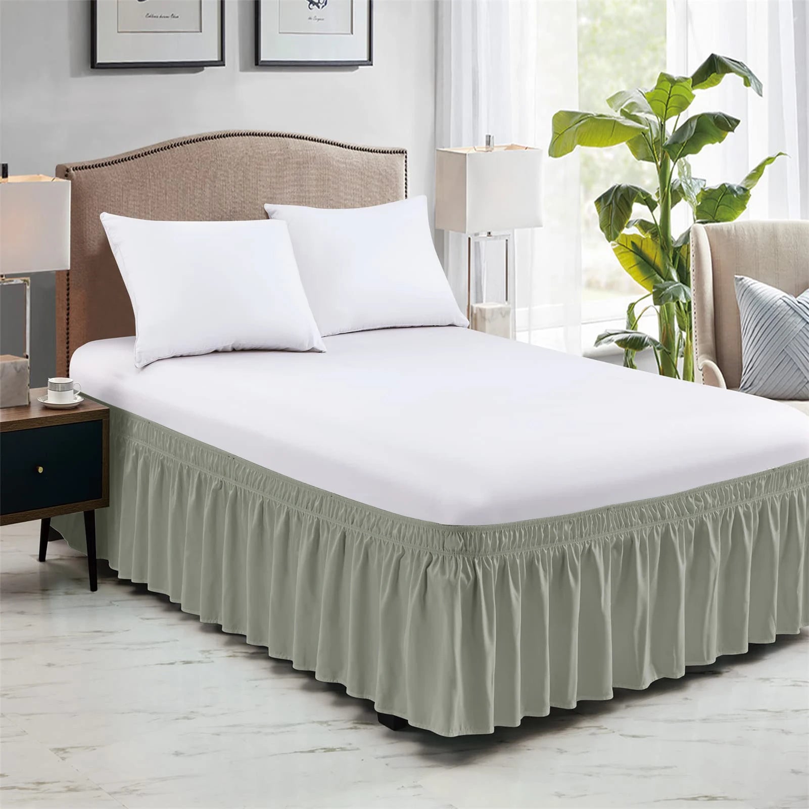 Falda de Cama Elástica con Volantes King Queen Twin
