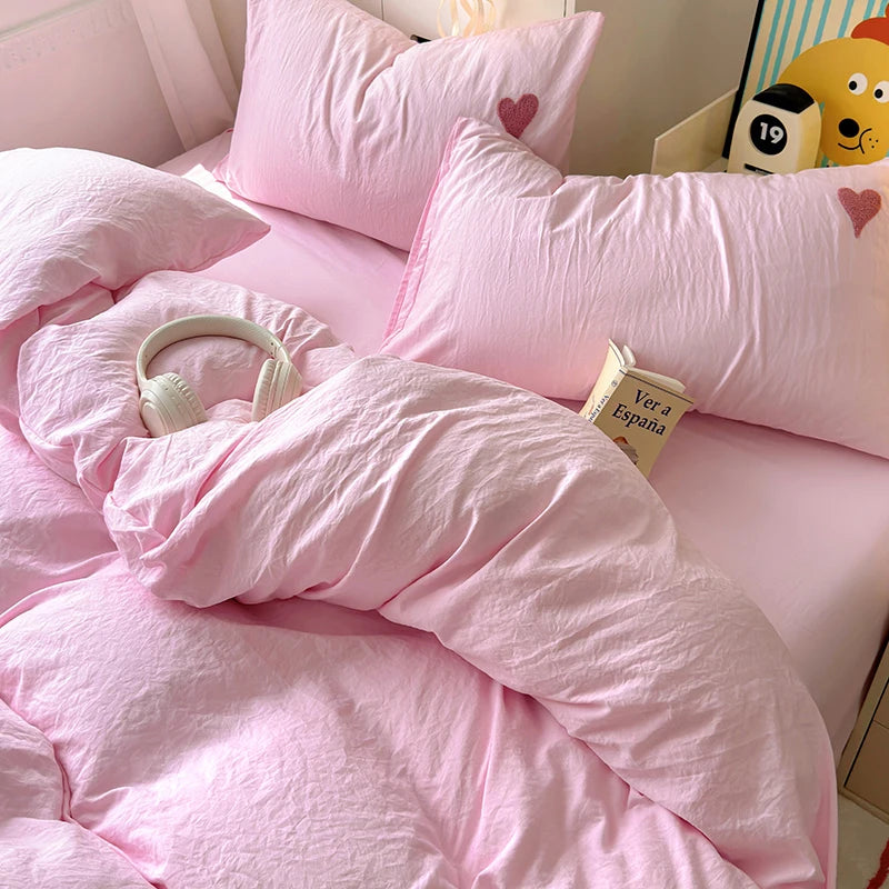 Juego de Cama Estilo Coreano Minimalista Suave y Elegante