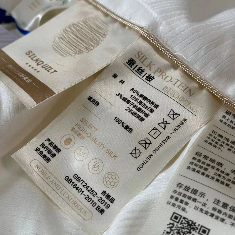 Edredón Seda Natural Queen Jacquard Lyocell Verano Blanco