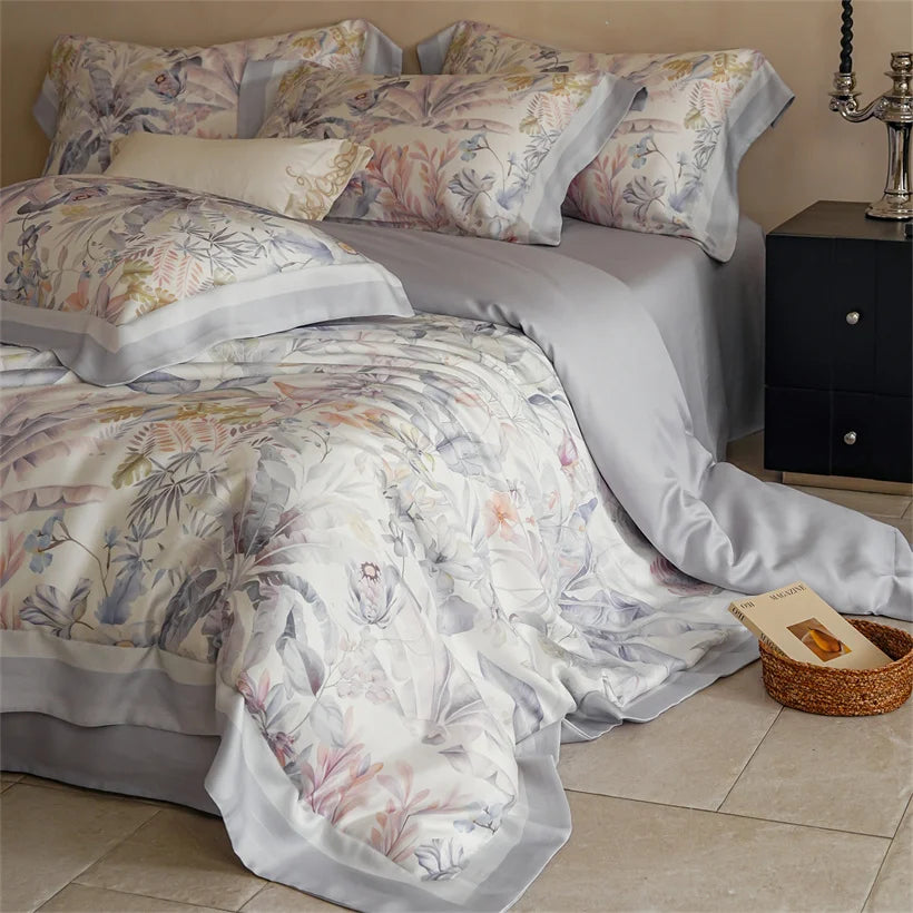 Juego de Ropa de Cama Seda de Morera 100% 22 Momme Floral