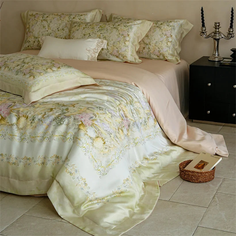 Juego de Ropa de Cama Seda de Morera 100% 22 Momme Floral
