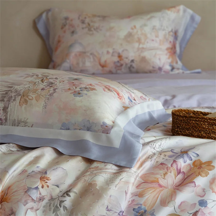 Juego de Ropa de Cama Seda de Morera 100% 22 Momme Floral