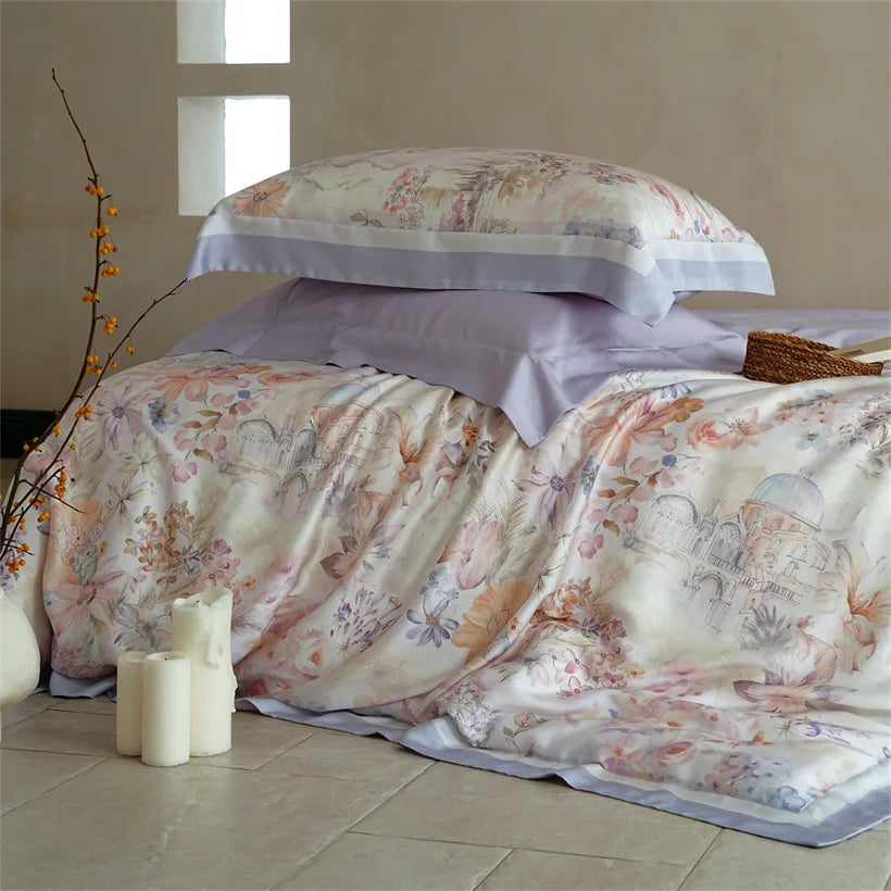 Juego de Ropa de Cama Seda de Morera 100% 22 Momme Floral