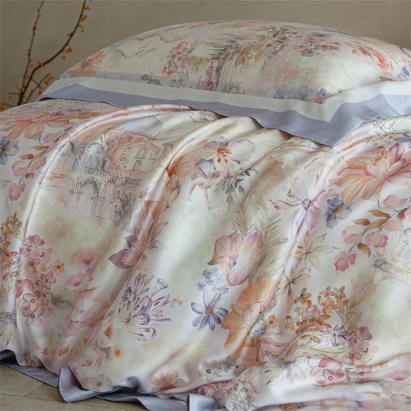 Juego de Ropa de Cama Seda de Morera 100% 22 Momme Floral