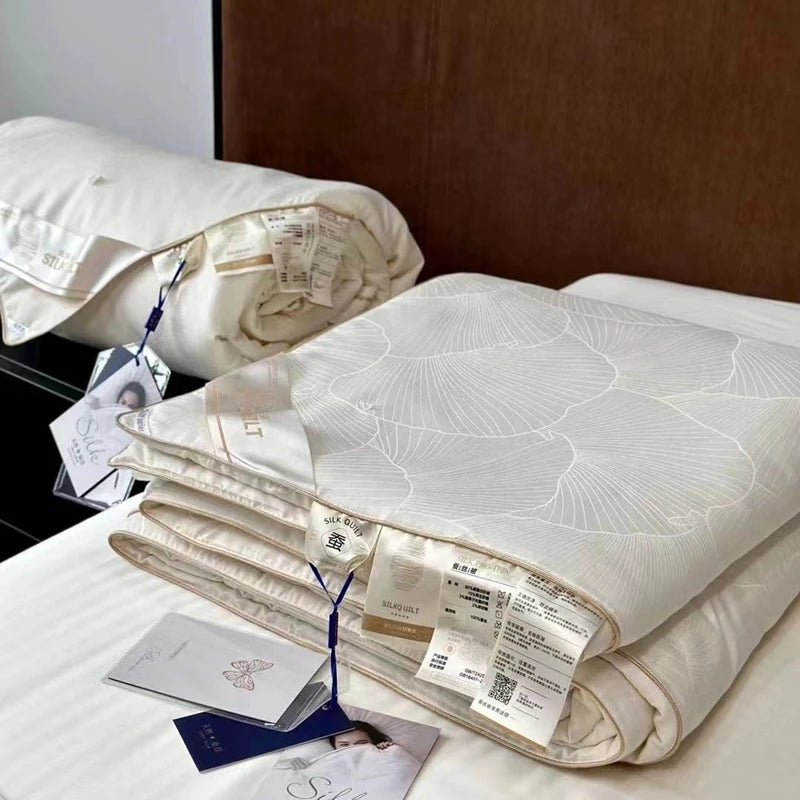 Edredón Seda Natural Queen Jacquard Lyocell Verano Blanco