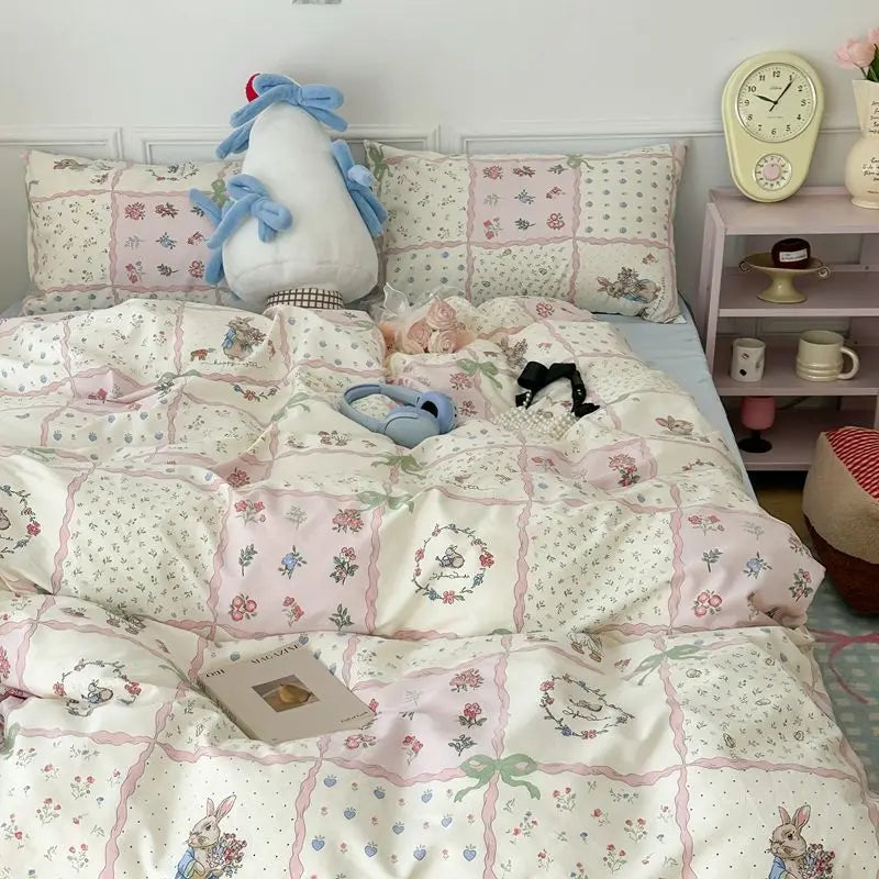 Juego de Cama Floral Rosa Microfibra 1,5 y 2 Plazas
