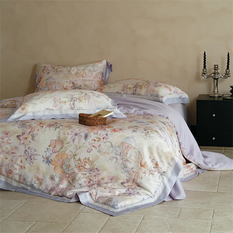 Juego de Ropa de Cama Seda de Morera 100% 22 Momme Floral