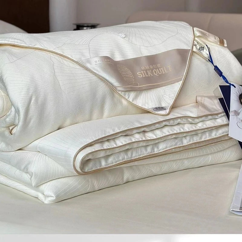 Edredón Seda Natural Queen Jacquard Lyocell Verano Blanco