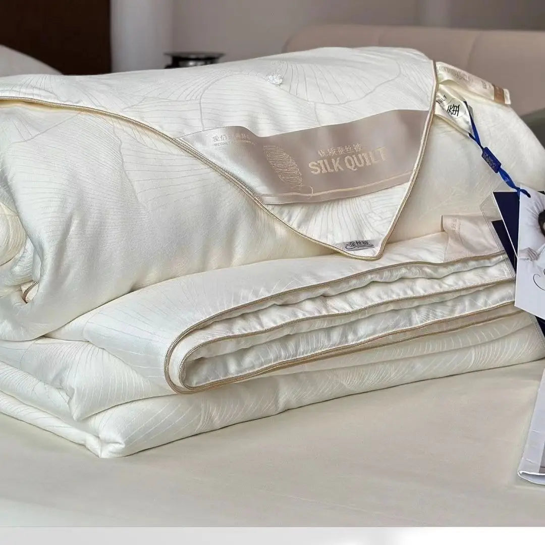 Edredón Seda Natural Queen Jacquard Lyocell Verano Blanco