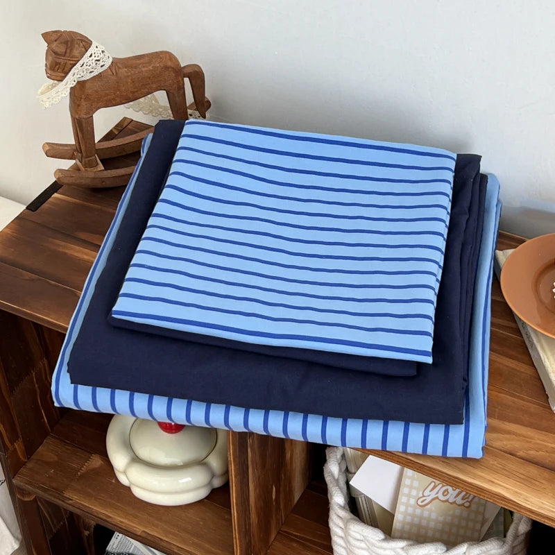 Juego de Funda Nórdica Rayas Azul con Funda Almohada