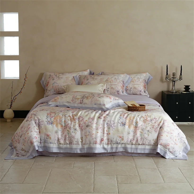 Juego de Ropa de Cama Seda de Morera 100% 22 Momme Floral