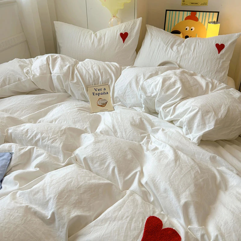 Juego de Cama Estilo Coreano Minimalista Suave y Elegante
