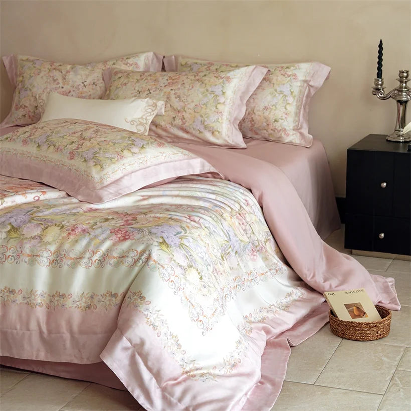 Juego de Ropa de Cama Seda de Morera 100% 22 Momme Floral