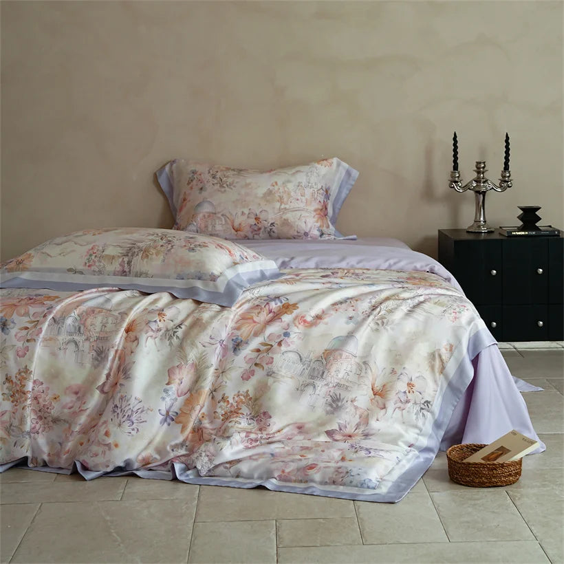 Juego de Ropa de Cama Seda de Morera 100% 22 Momme Floral