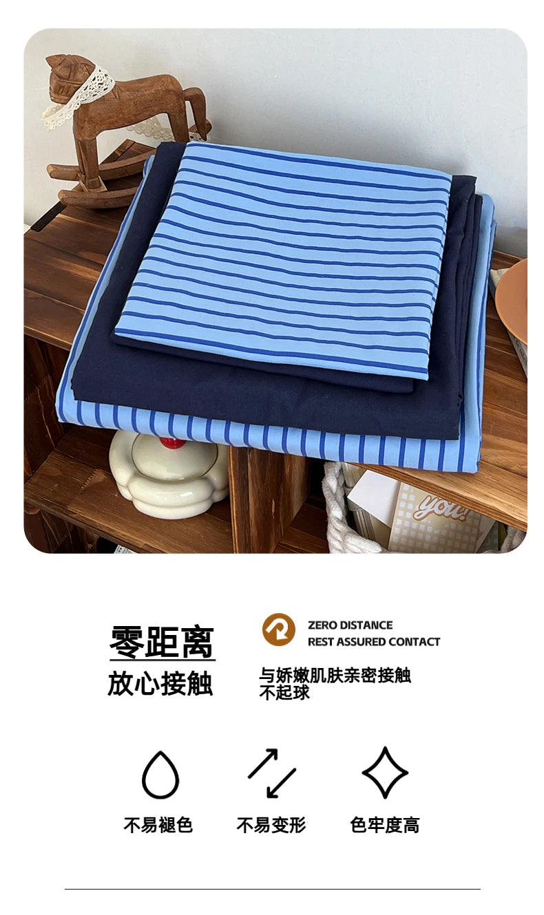 Juego de Funda Nórdica Rayas Azul con Funda Almohada