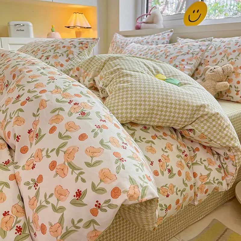 Juego de Cama Floral Rosa Microfibra 1,5 y 2 Plazas