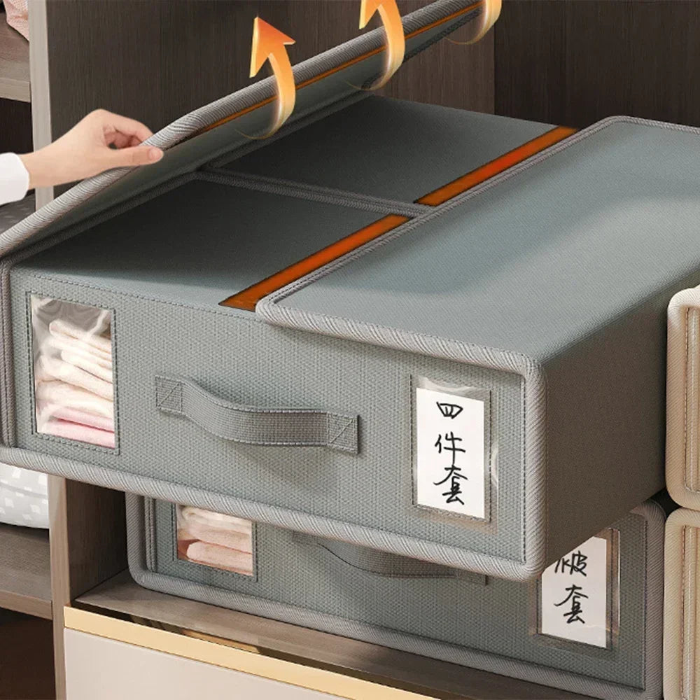 Caja Organizadora de Tela con Cremallera y Ventana