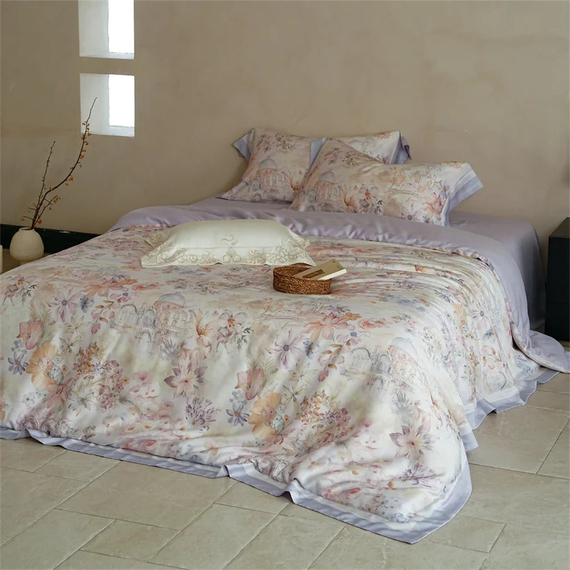 Juego de Ropa de Cama Seda de Morera 100% 22 Momme Floral
