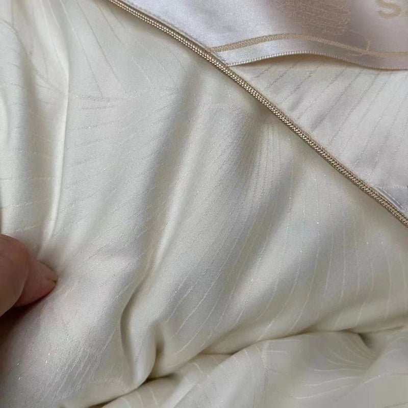 Edredón Seda Natural Queen Jacquard Lyocell Verano Blanco