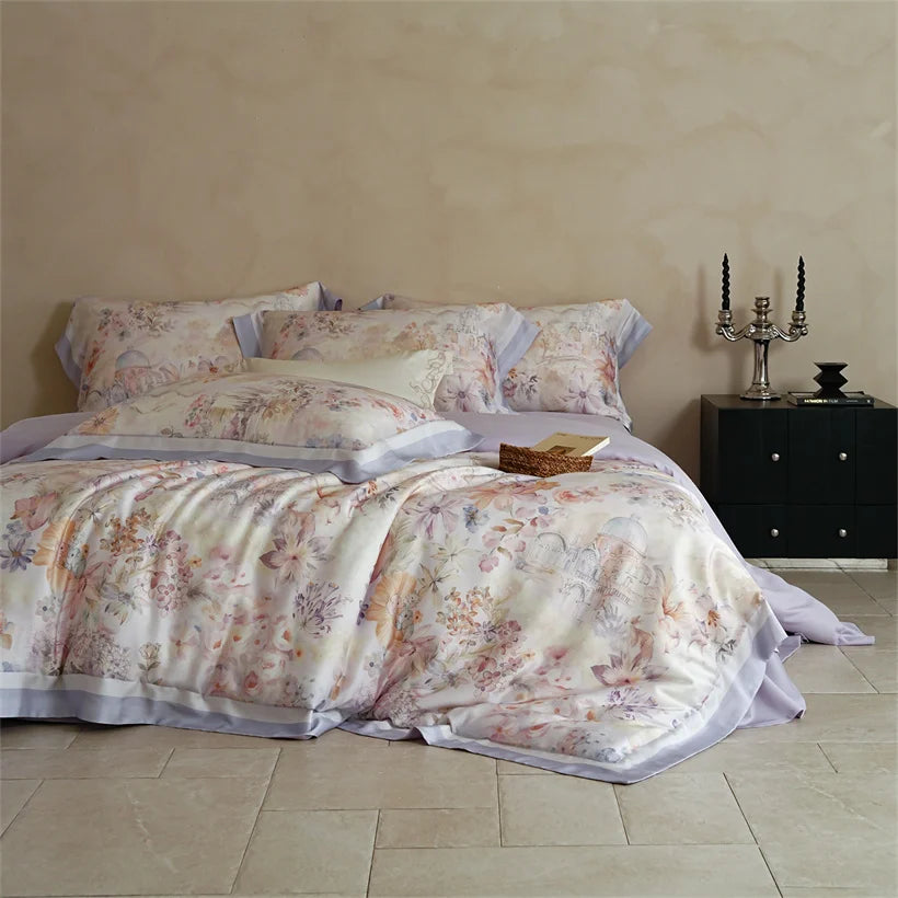 Juego de Ropa de Cama Seda de Morera 100% 22 Momme Floral