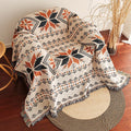 Manta Bohemia Azteca con Flecos Tejida Vintage Doble