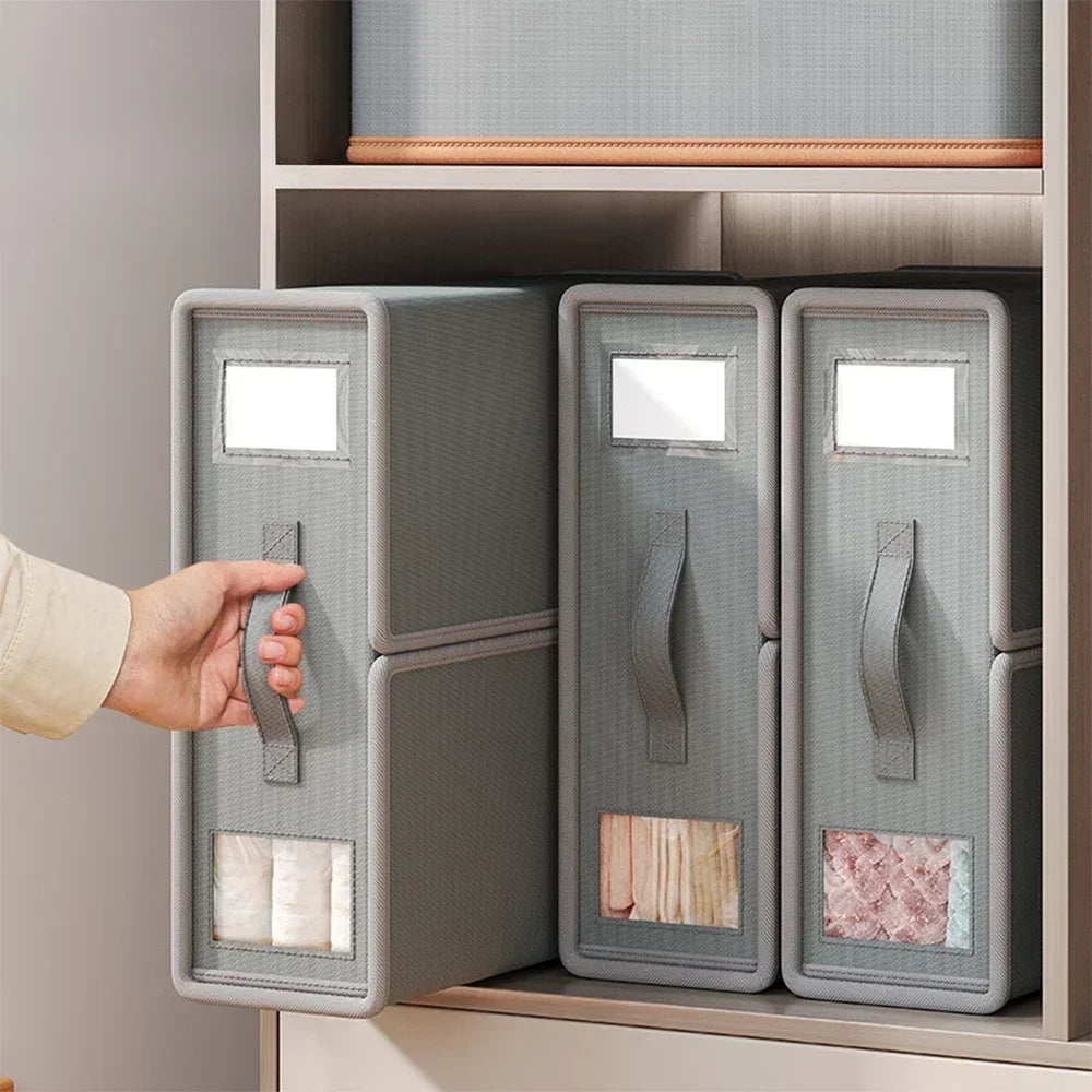 Caja Organizadora de Tela con Cremallera y Ventana