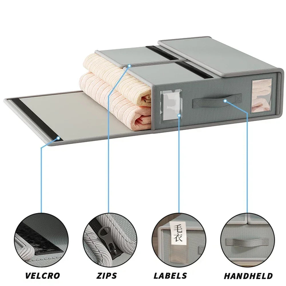 Caja Organizadora de Tela con Cremallera y Ventana