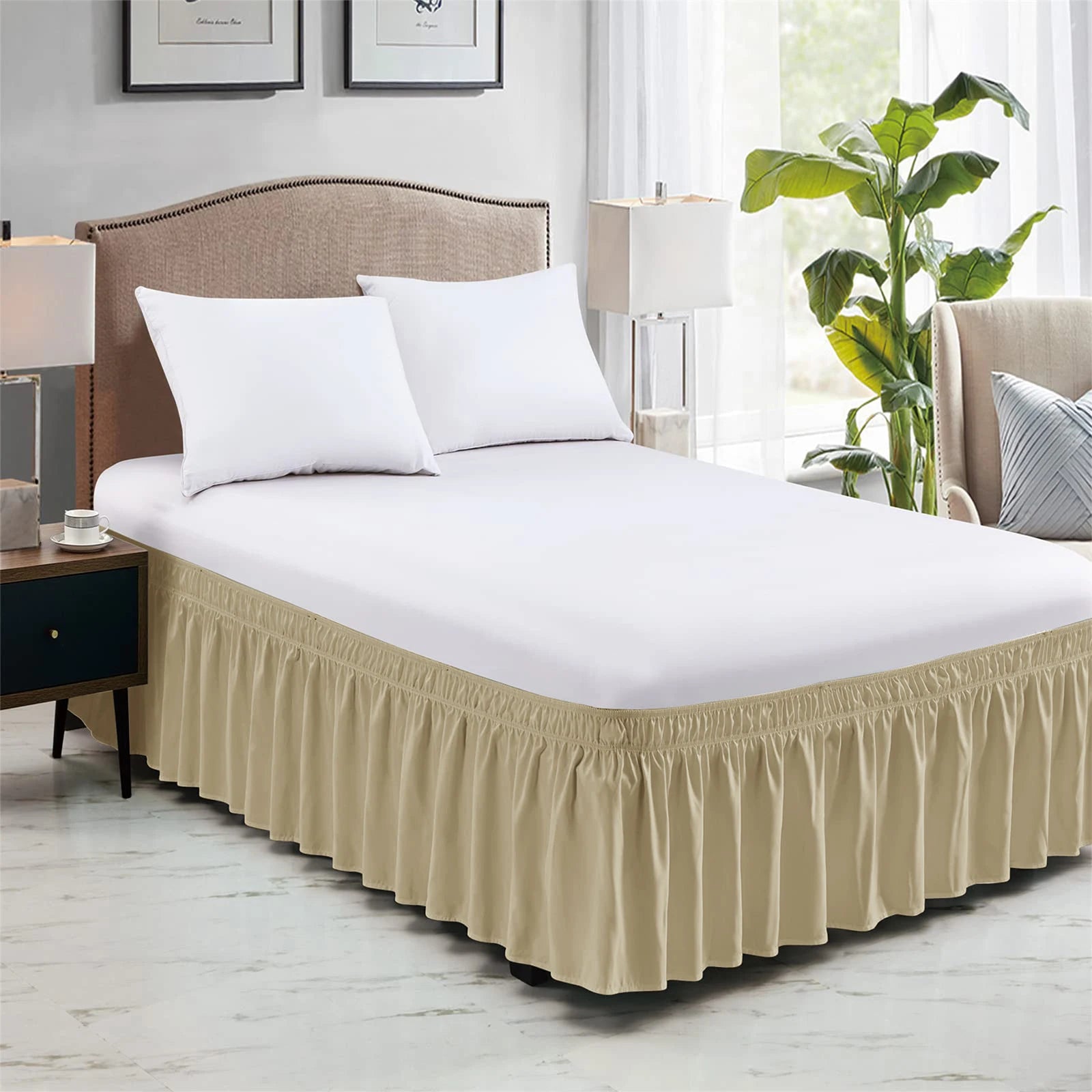 Falda de Cama Elástica con Volantes King Queen Twin
