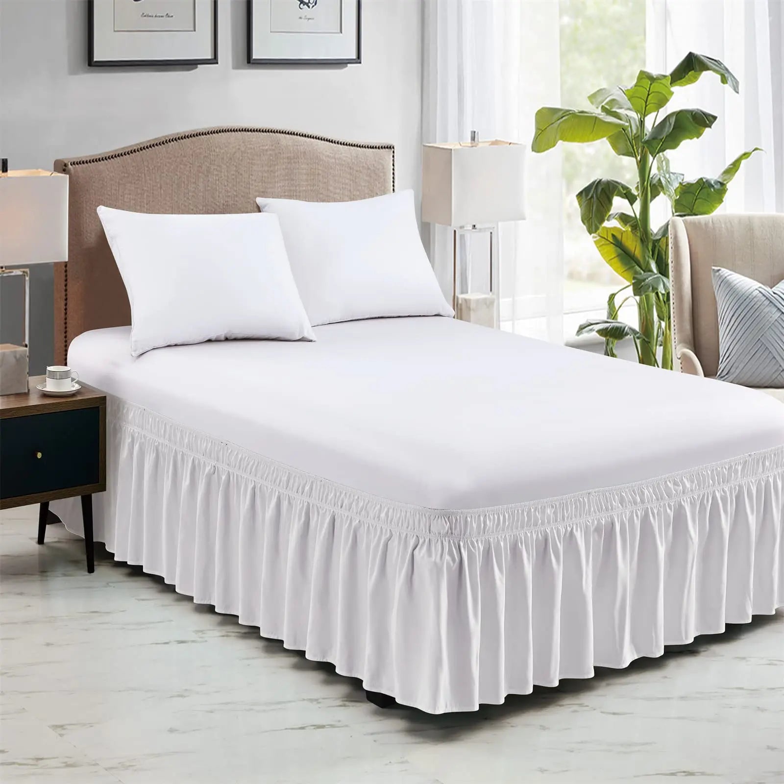 Falda de Cama Elástica con Volantes King Queen Twin