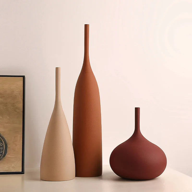 Florero Cerámica Artesanal Estilo Wabi-Sabi Vintage Morandi