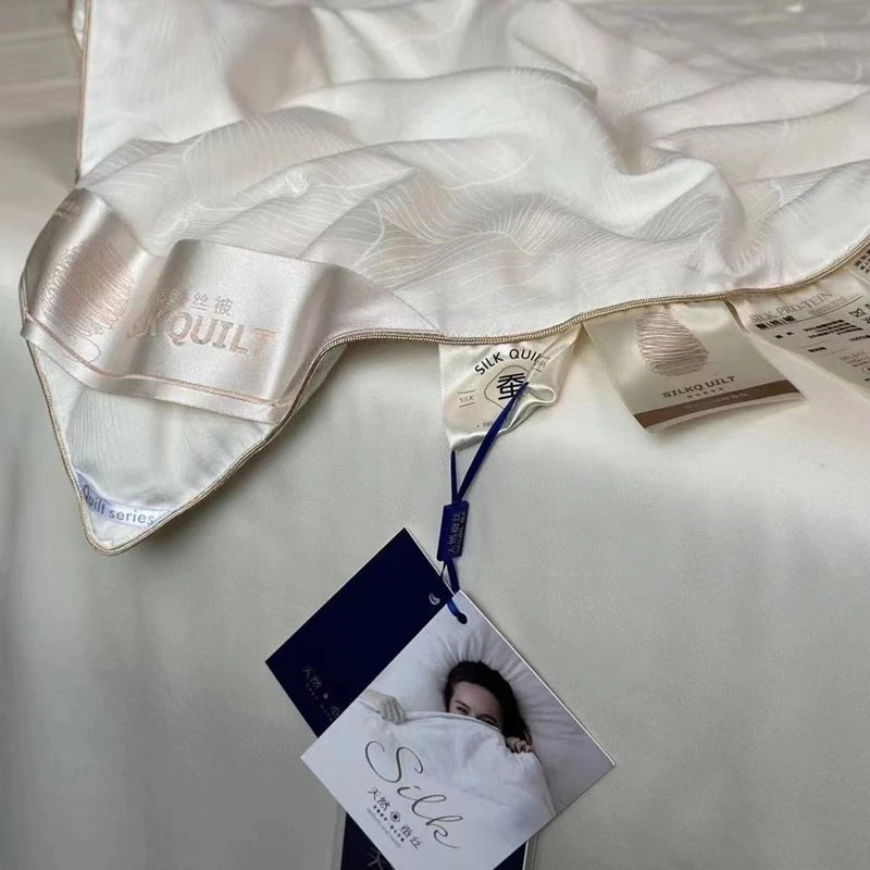 Edredón Seda Natural Queen Jacquard Lyocell Verano Blanco