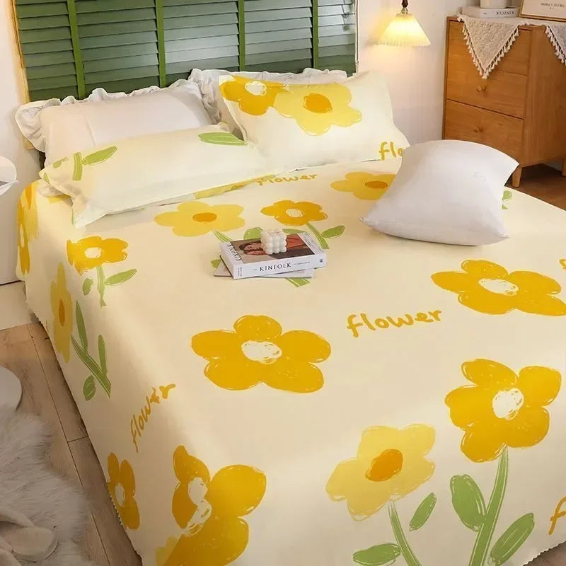 Sábana Ajustada Floral Poliéster Algodón 1 Plaza a King