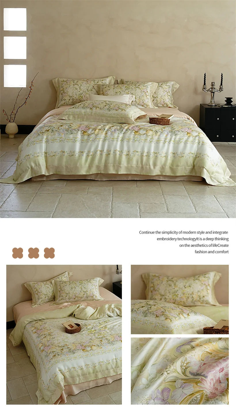 Juego de Ropa de Cama Seda de Morera 100% 22 Momme Floral